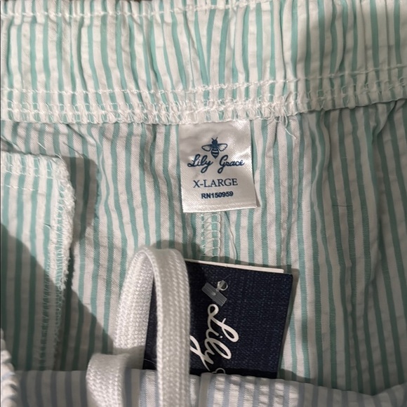 Lily Grace Green and White Shorts with Color Blocking - Picture 2 of 10